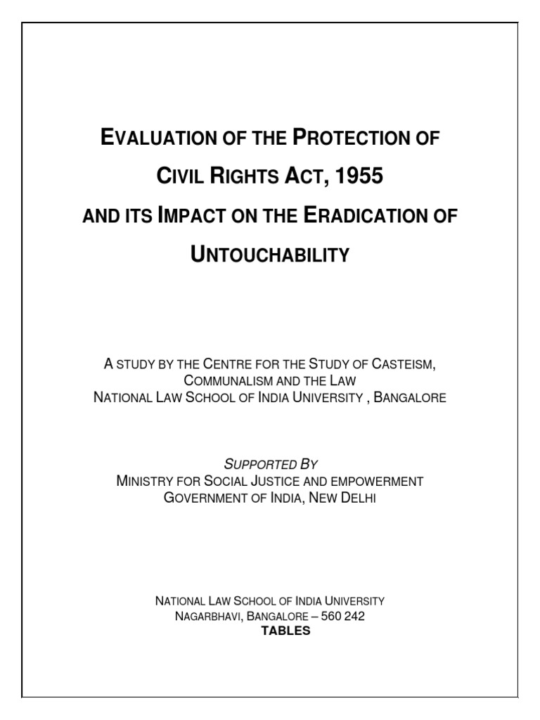 Evaluation of The Protection of Civil Rights Act, 1955 and Its Impact ...