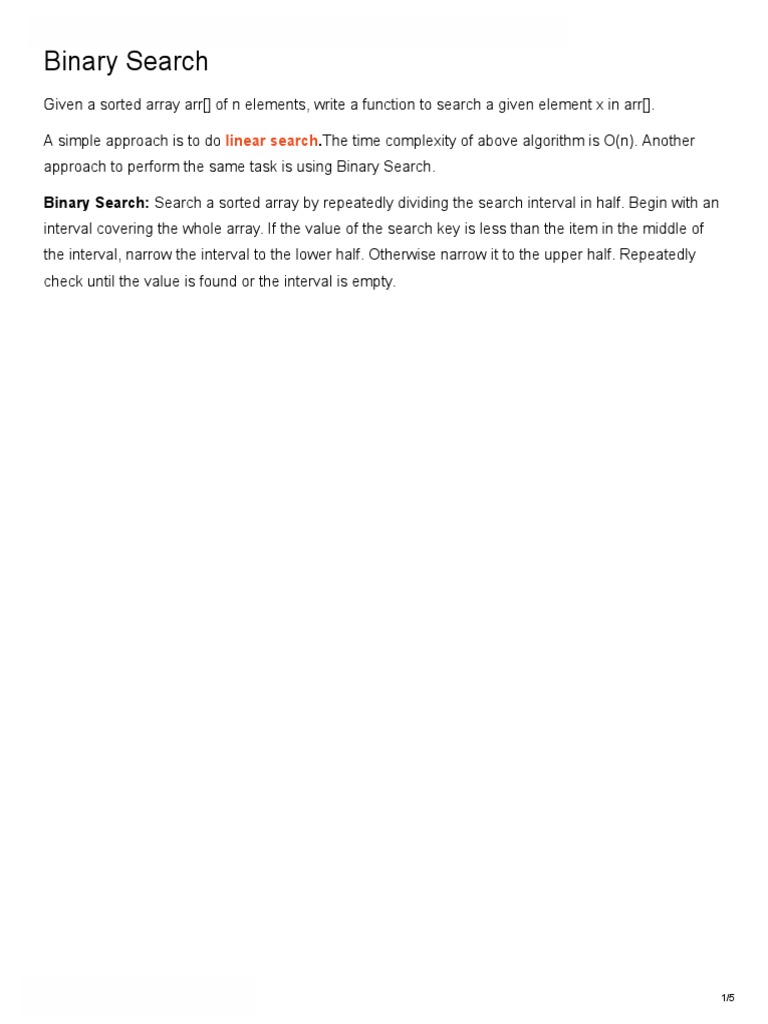 Binary Search in C | Download Free PDF | Array Data Structure ...