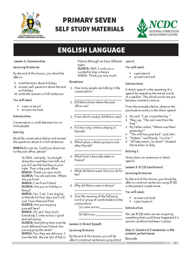 English Language: Primary Seven | PDF | Savanna | Valley