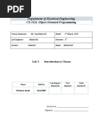 Department of Electrical Engineering CS:152L Object Oriented Programming