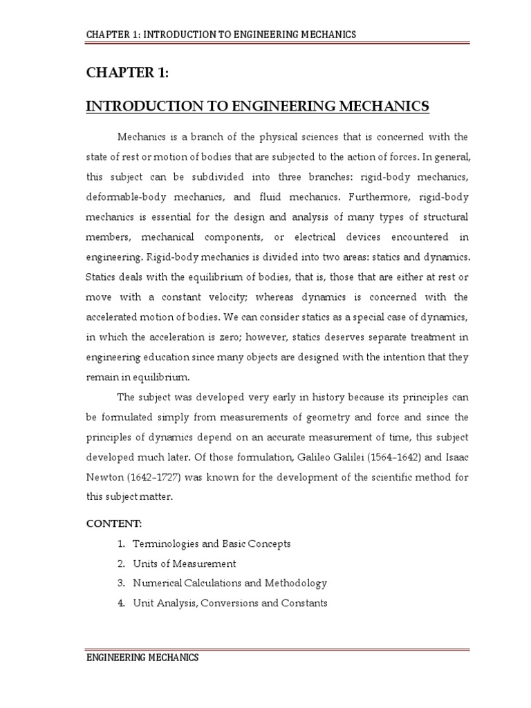 01 Mech - Introduction To Engineering Mechanics | PDF | Weight | Force
