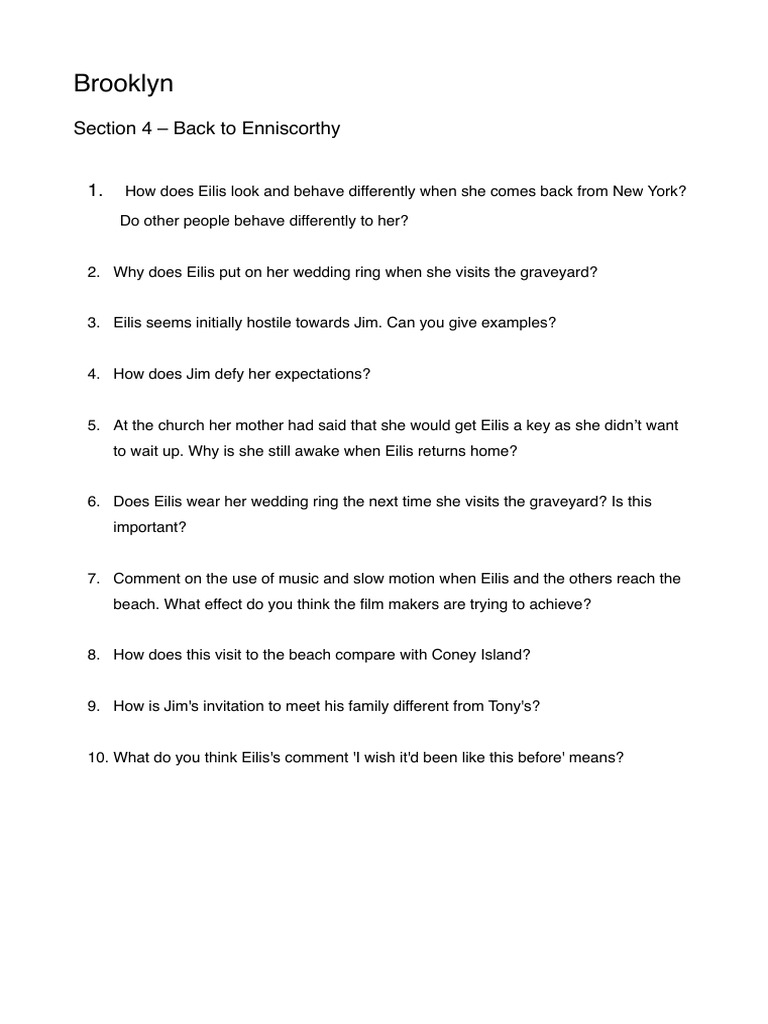 Return to Ireland Eilis Adjusts to Being Back Home in Enniscorthy