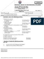 B.Tech. (SEM II (CS, IT, ME) ) Internal Lab Quiz Test Workshop Practice Lab (RME-252)