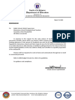 DepEd Memo on Early Release of 2020 Clothing Allowance