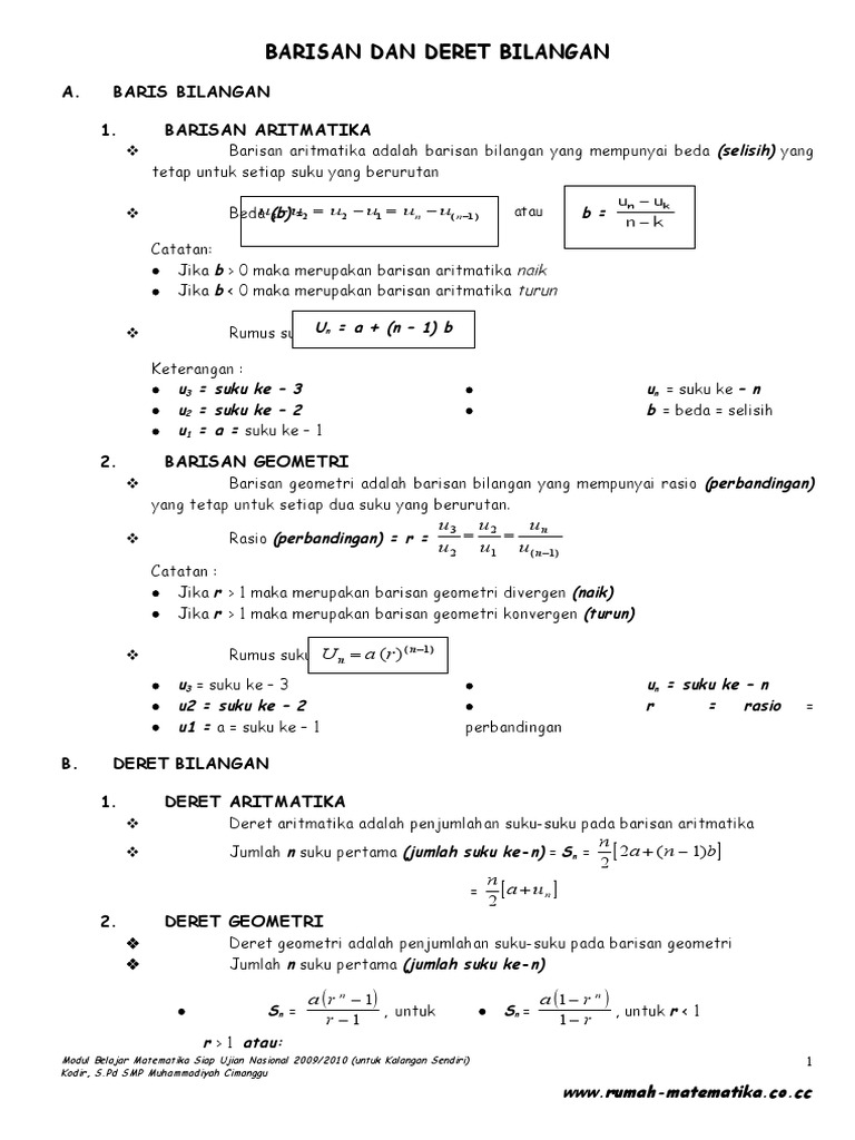 Pola Barisan Dan Deret Bilangan