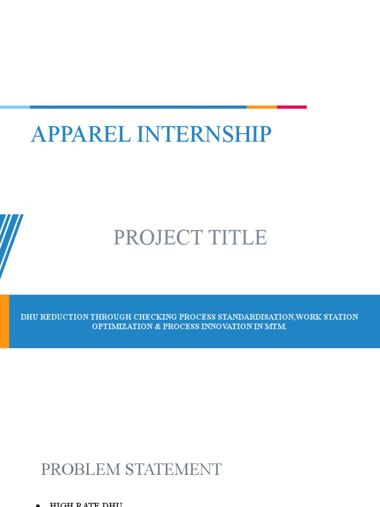 APPAREL INTERNSHIP at SSAL 1 PDF Seam (Sewing) Sewing