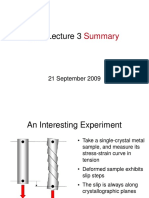 Lecture 3 Summary on Crystal Slip and Dislocations