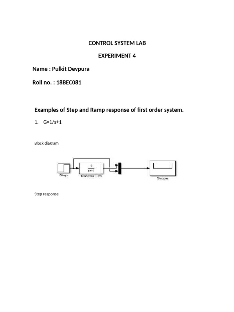 Step and Ramp Responses Analysis | PDF