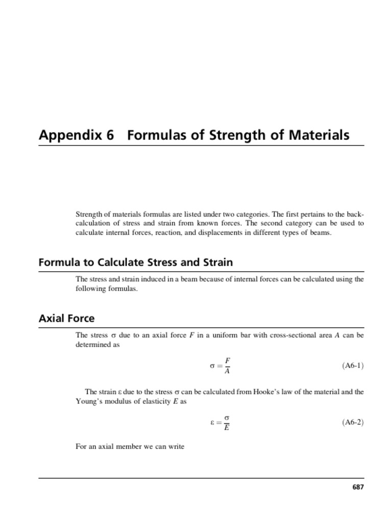 Strength of Materials Formulas Guide | PDF | Bending | Stress (Mechanics)