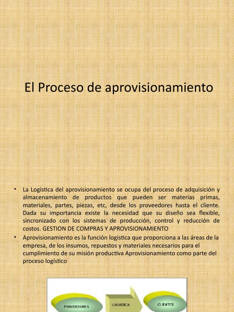 El Proceso de Aprovisionamiento | PDF | Obtención | Logística