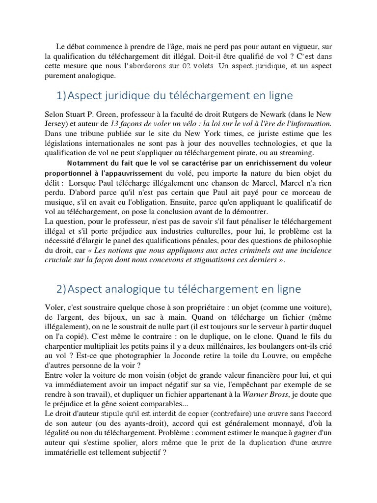 Exposé Sur La Legalité Du Telechargement en Ligne PDF | PDF ...