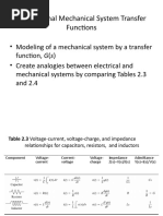 Translational Mechanical System Transfer Functions