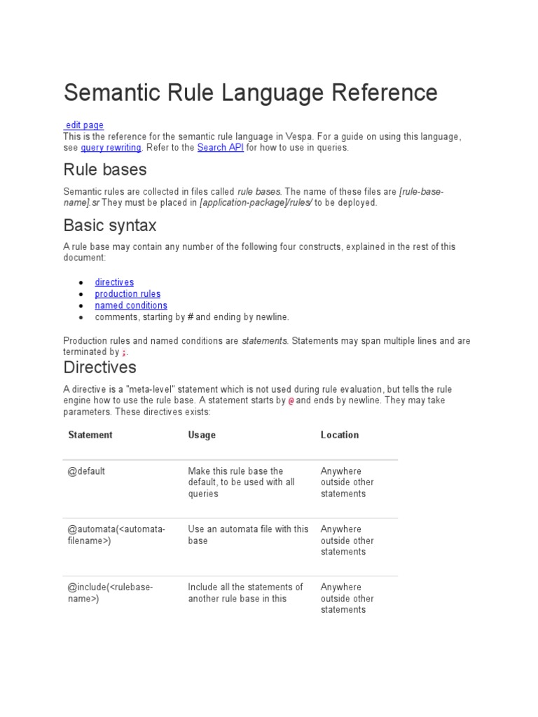 Vespa Semantic Rule Language Guide | PDF | Lexical Semantics | Semiotics