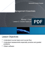 Database Management Essentials: Module 1: Course Introduction Lesson 2: Course Topics and Assignments