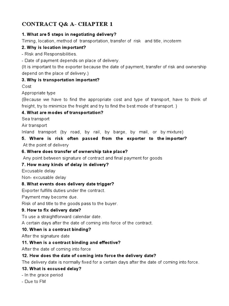 LINH-Chapter 1 - Contract-Questions | PDF | Service Industries | Economies