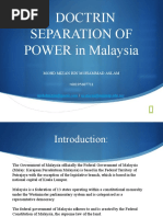 Doctrin Separation of POWER in Malaysia: Mohd Mizan Bin Mohammad Aslam +60195607711