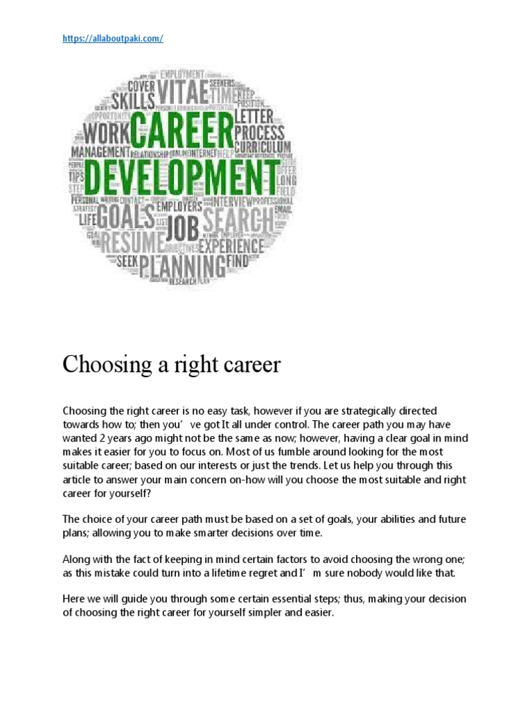 Key Steps to Choosing the Right Career | PDF | Self-Improvement