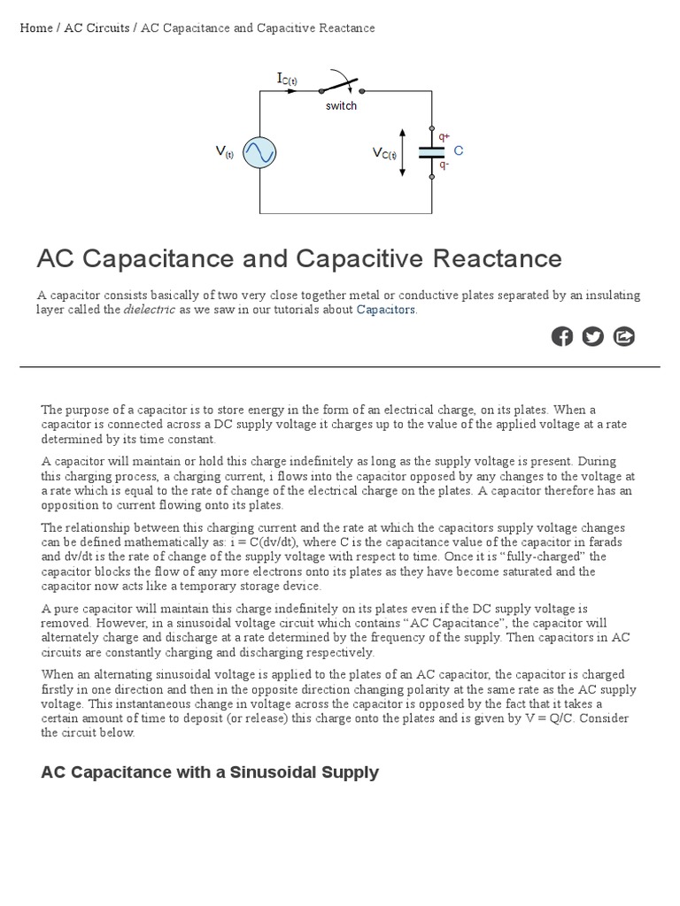 AC Capacitance and Capacitive Reactance in AC Circuit | PDF ...