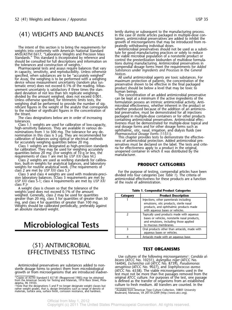 Usp 51 Antimicrobial Effectiveness Testing PDF Colony Forming
