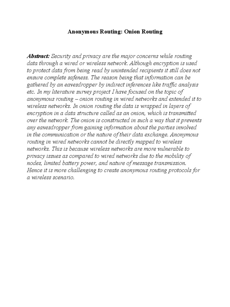 Anonymous Routing in Wireless Networks | PDF | Business | Proxy Server