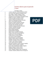 Lista de Congresistas Electos para El Período 2020