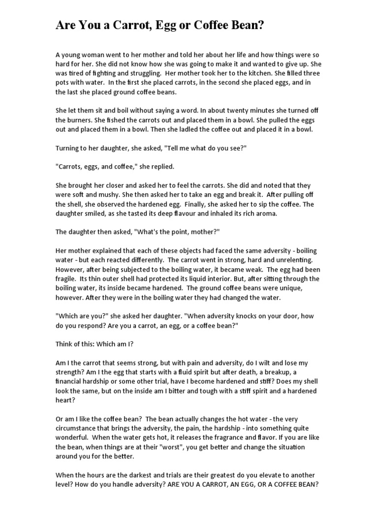 Are You A Carrot, Egg or Coffee Bean? PDF Coffee
