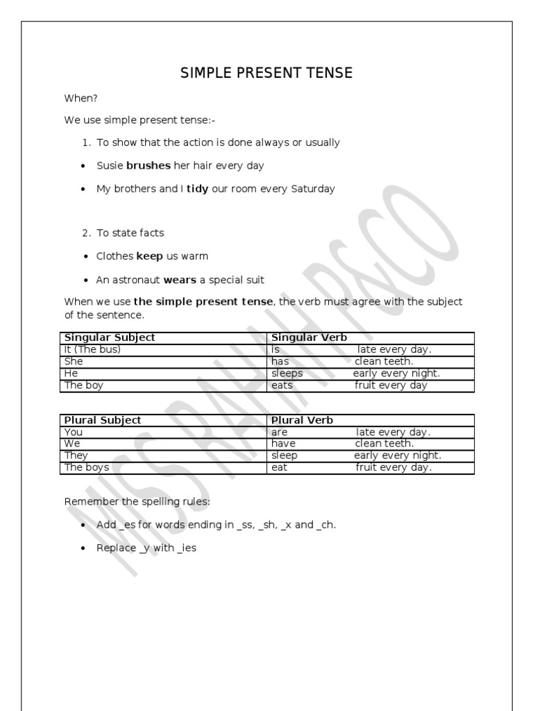 Simple Present Tense Rules and Exercises | PDF | Language Arts & Discipline