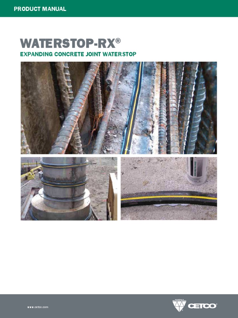 Waterstop RX Installation Instructions 1693276 PDF Deep Foundation Concrete