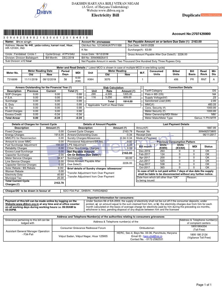 Duplicate Electricity Bill Download Guide | PDF | Electricity ...
