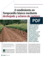 Control Rendimiento de Tempranillo Blanco Mediante Deshojado y Aclareo de Racimos