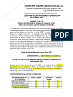 Modelo Acta de Informe Oral en Procedimiento Administrativo Sancionador - Autor José María Pacori Cari