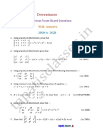 Determinants. Previous Years Board Questions 2000 To 2020 With Answers of Isc Class 12 Maths