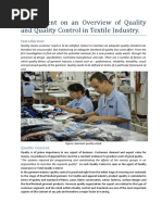 Assignment on an Overview of Quality and Quality Control in Textile Industry