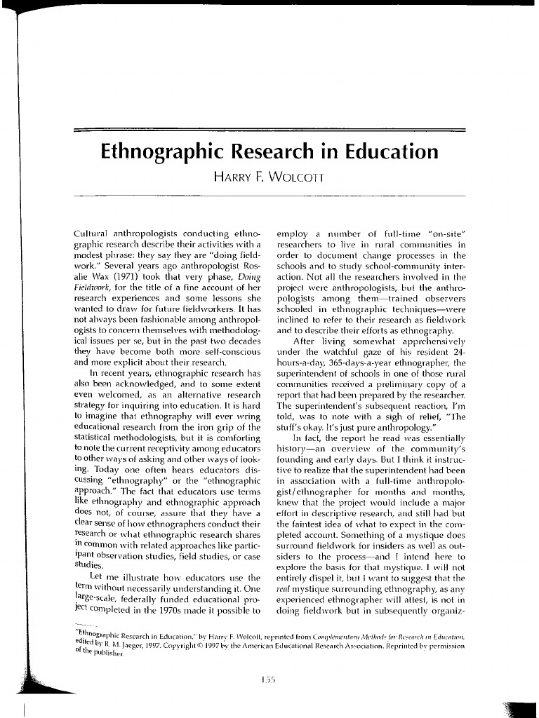 ethnographic research paper example