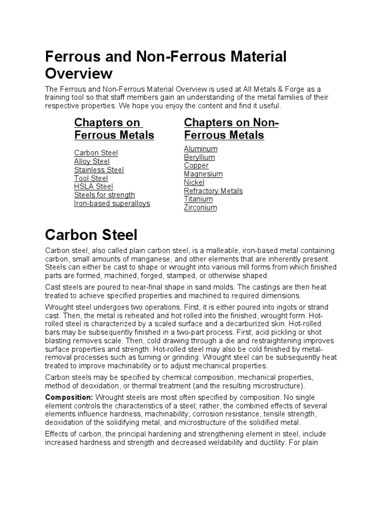 Ferrous vs Non-Ferrous Metals Overview | PDF | Stainless Steel | Heat ...
