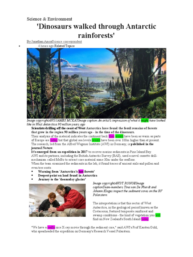 'Dinosaurs Walked Through Antarctic Rainforests' Science & Environment
