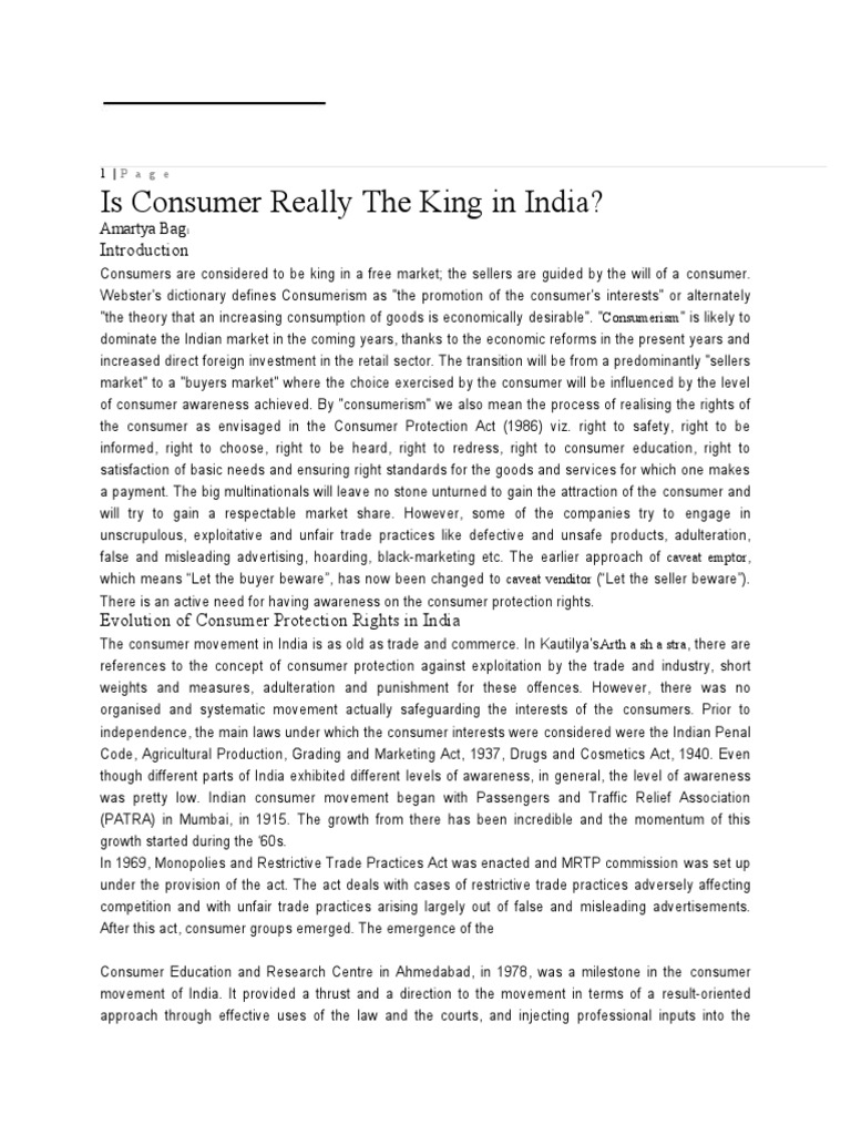 consumer is king essay