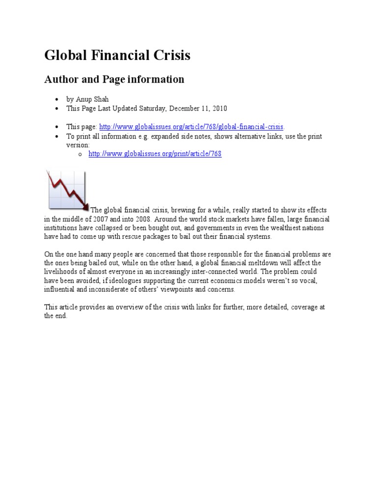 Overview of the Global Financial Crisis | PDF | Politics