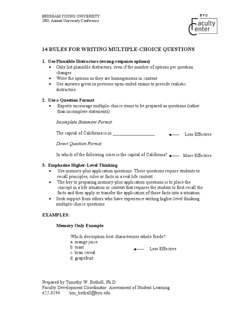 Multiple choice questions on assessment picture