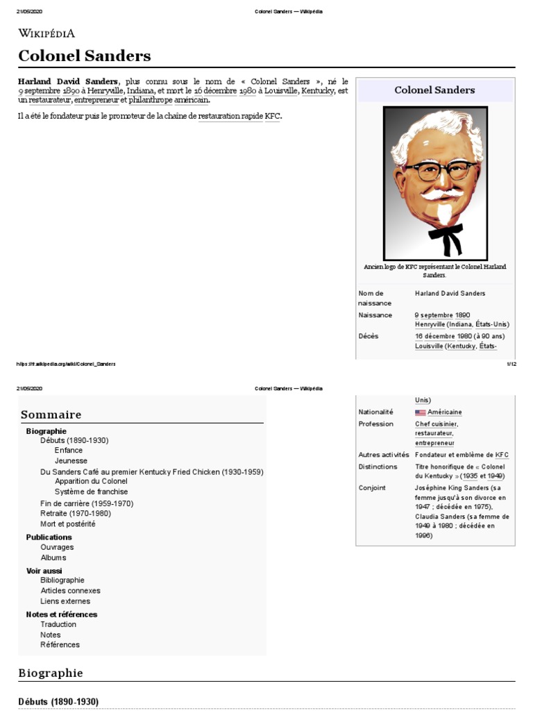 Colonel Sanders | PDF | Nourritures | Business