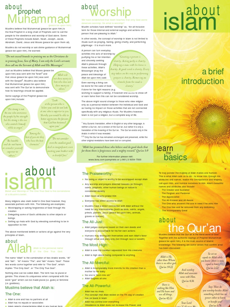 01 Pamphlet - About Islam | PDF | Allah | Prophets And Messengers In Islam