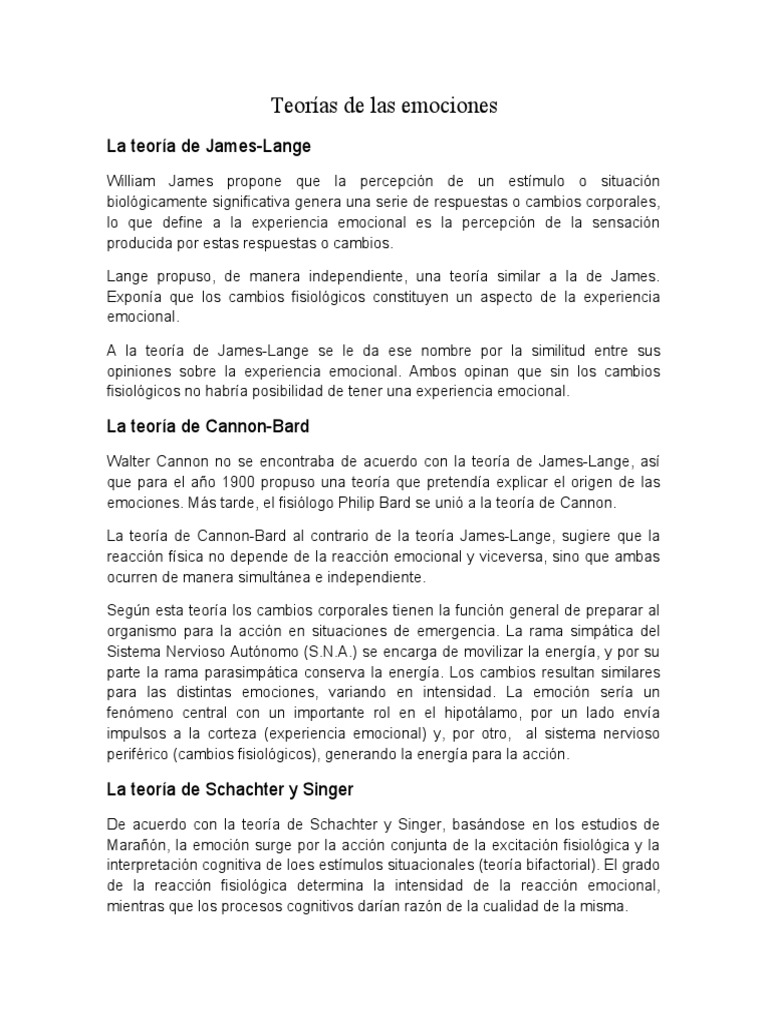 Resumen Teorías de Las Emociones | PDF | Las emociones | Epistemología