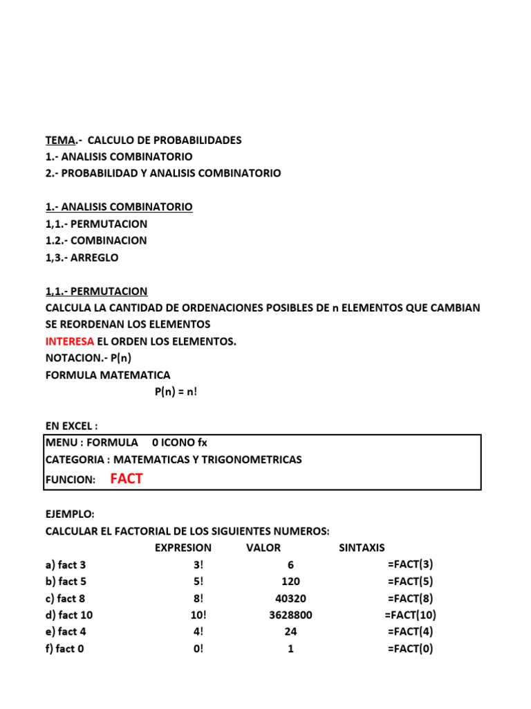 Analisis Combinatorio | PDF | Permutación | Combinatoria