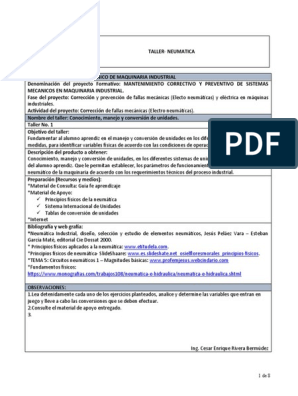 misericordia Cordelia Acercarse TALLER No. 1 Conversion de Unidades. | PDF | Presión | Neumático