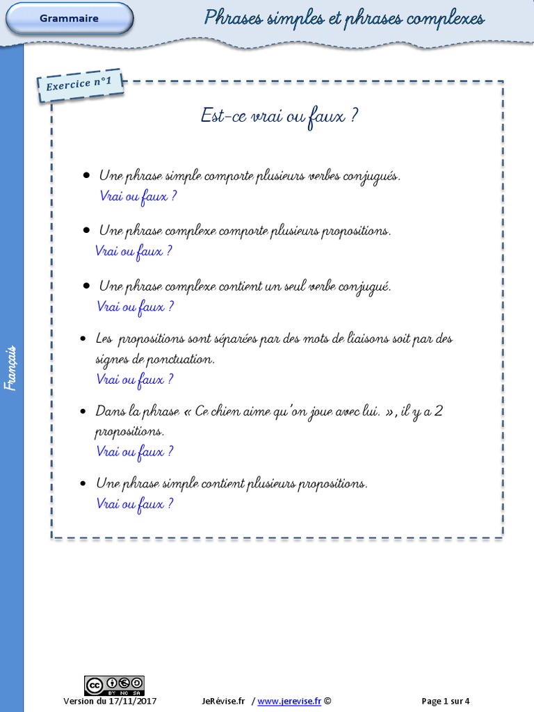 Exercices Phrases Simples Et Complexes 6ème Pdf Exercices Phrase Simple Complexe | PDF | Phrase | Sémiotique