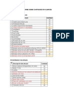 Informe Sobre Cantidades en Almacen