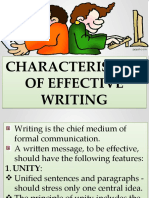 Characteristics of Effective Writing Characteristics of Effective Writing