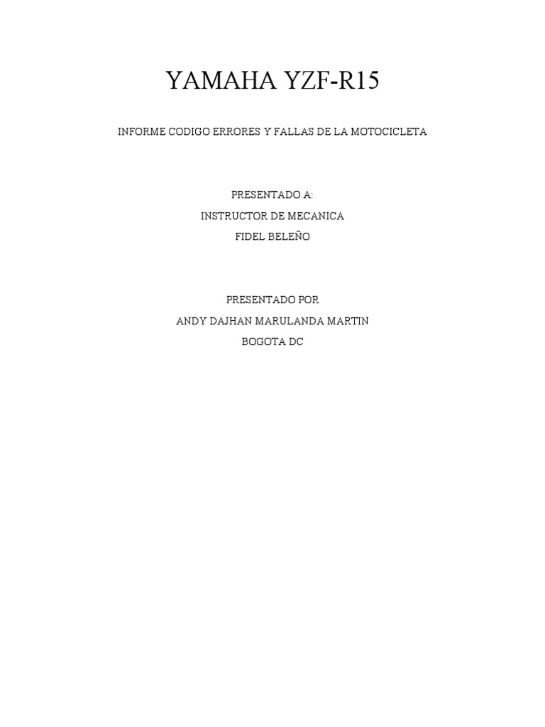 Trabajo Yamaha r156 | PDF | Motocicleta | Sensor