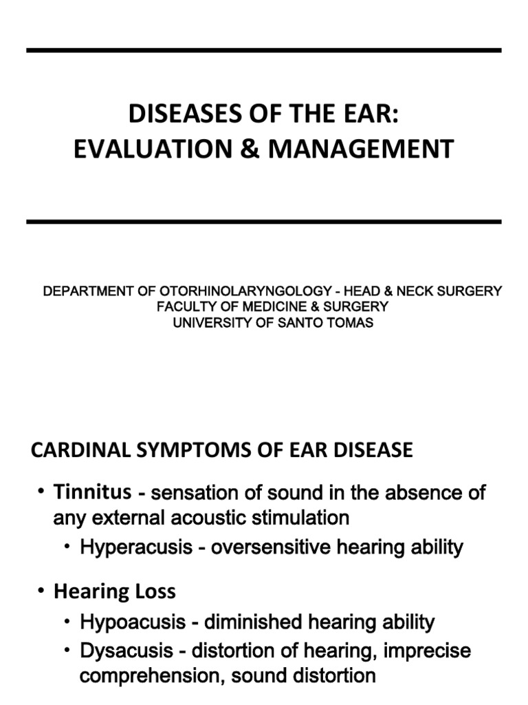 Ear Disease Evaluation and Management Guide | PDF | Vertigo | Hearing Loss