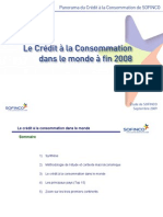 Le crédit à la consommation dans le Monde (fin 2008)